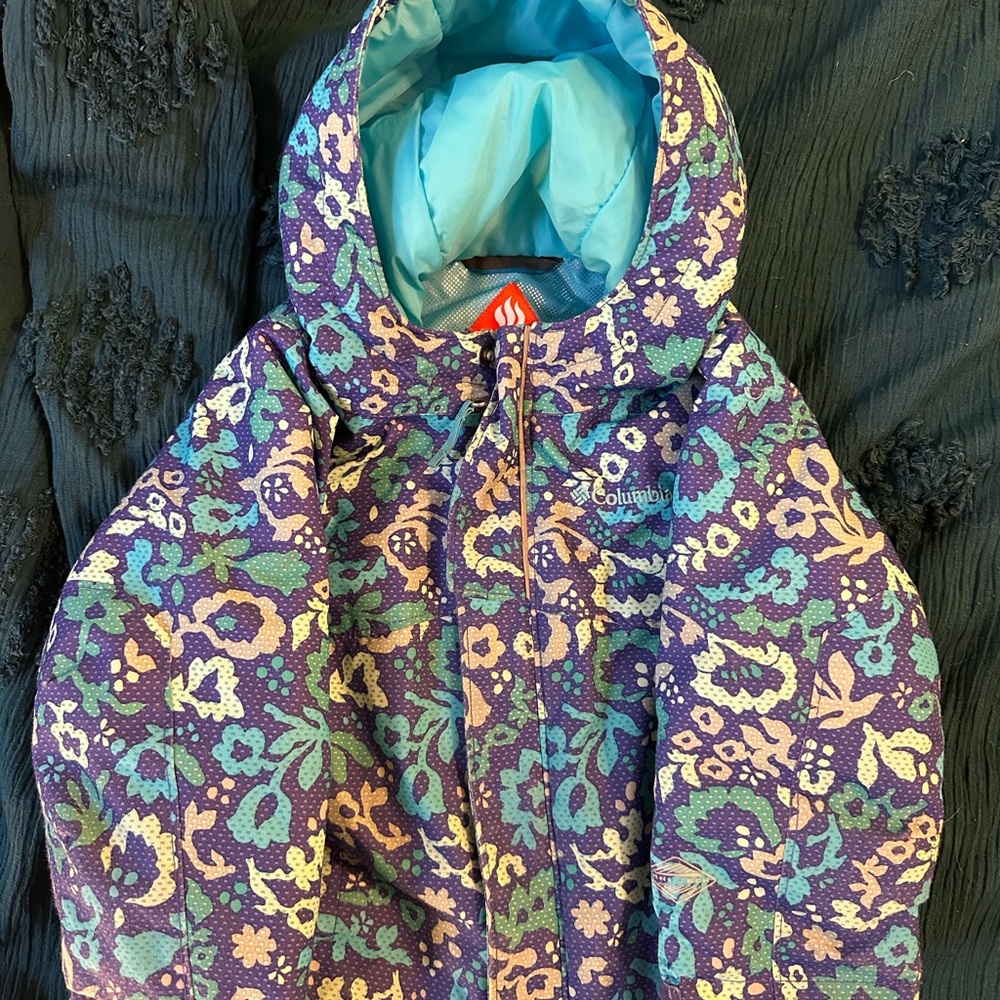 Columbia Kids Floral Puffer Jacket - Purple and Teal